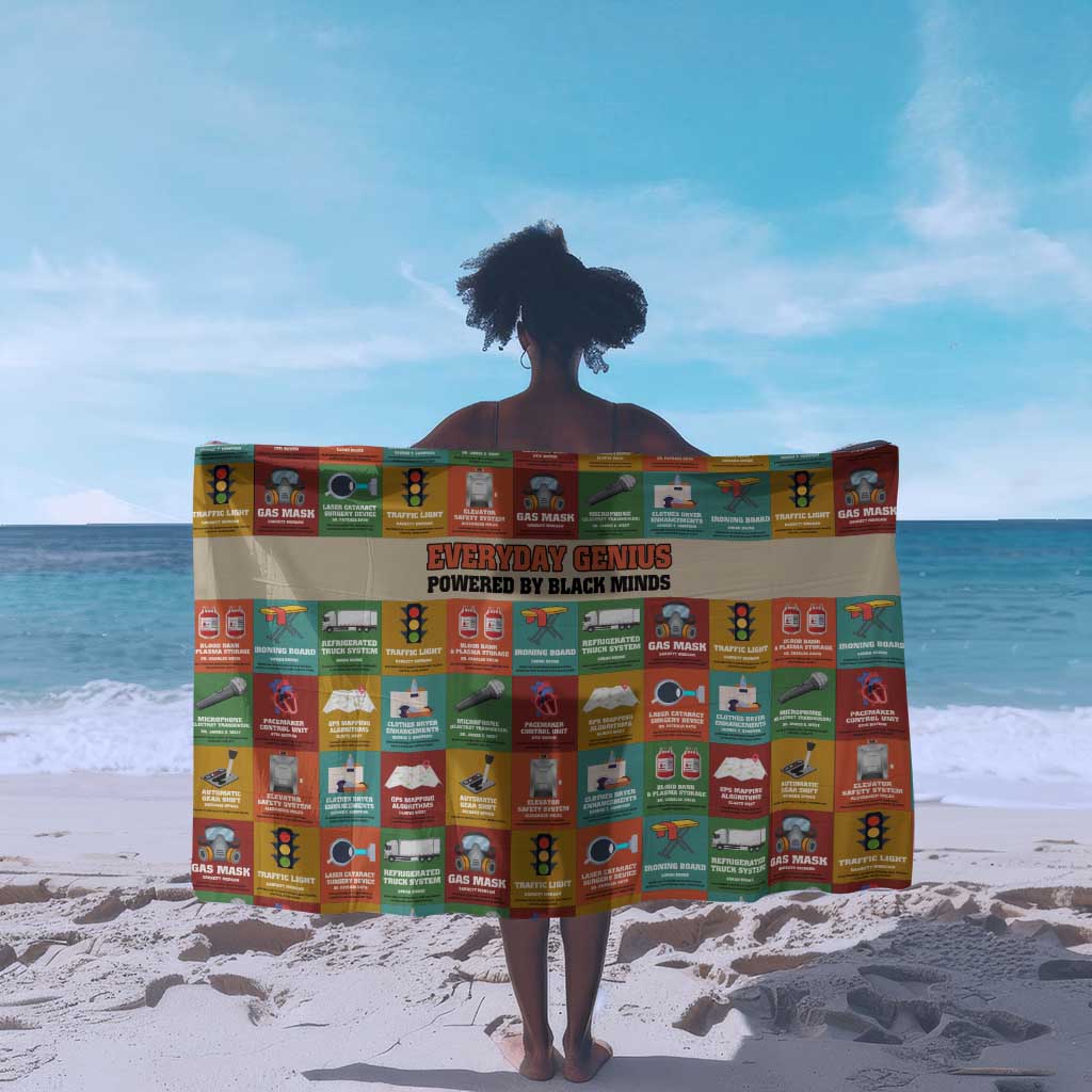 Everyday Genius Powered by Black Minds Sarong with Colorful Invention Icons Pattern - African Pride