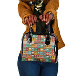 Everyday Genius Powered by Black Minds Shoulder Handbag with Colorful Invention Icons Pattern - African Pride