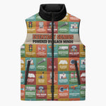 Everyday Genius Powered by Black Minds Sleeveless Puffer Jacket with Colorful Invention Icons Pattern - African Pride