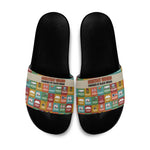 Everyday Genius Powered by Black Minds Slide Sandals with Colorful Invention Icons Pattern - African Pride