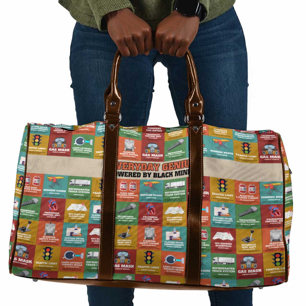 Everyday Genius Powered by Black Minds Travel Bag with Colorful Invention Icons Pattern - African Pride