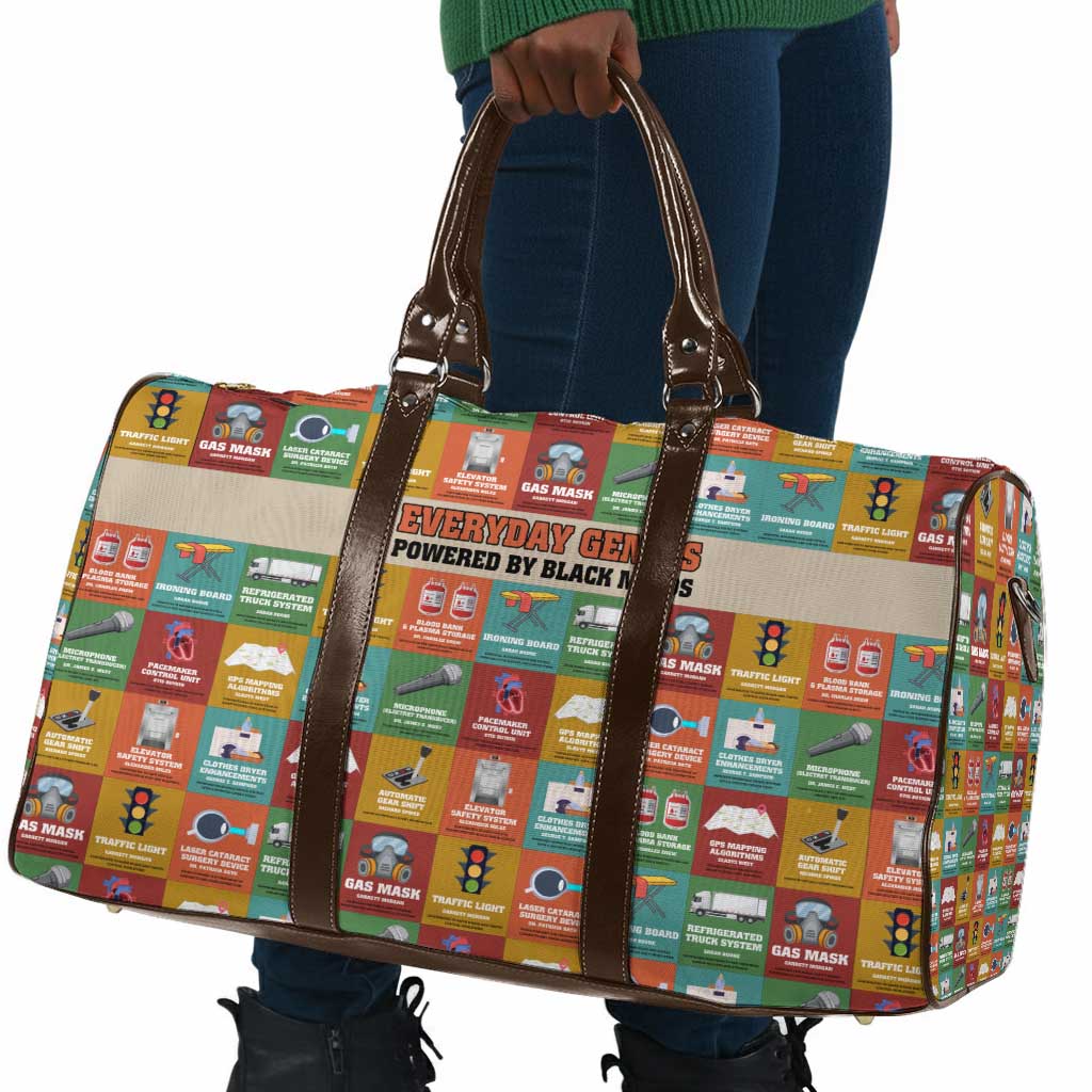 Everyday Genius Powered by Black Minds Travel Bag with Colorful Invention Icons Pattern - African Pride