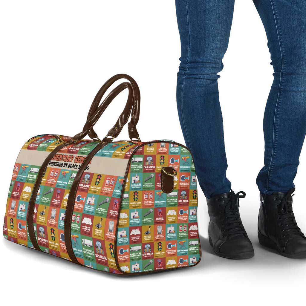 Everyday Genius Powered by Black Minds Travel Bag with Colorful Invention Icons Pattern - African Pride