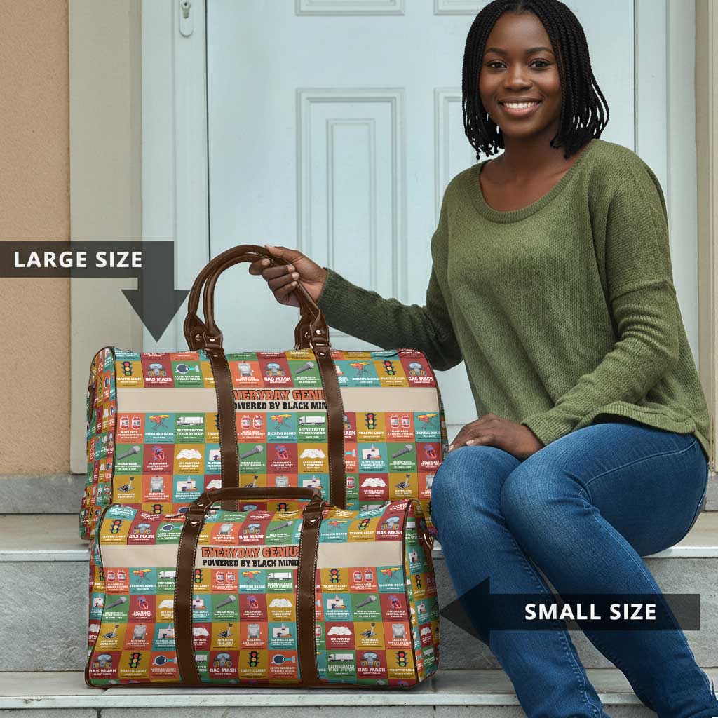 Everyday Genius Powered by Black Minds Travel Bag with Colorful Invention Icons Pattern - African Pride