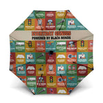 Everyday Genius Powered by Black Minds Umbrella with Colorful Invention Icons Pattern - African Pride