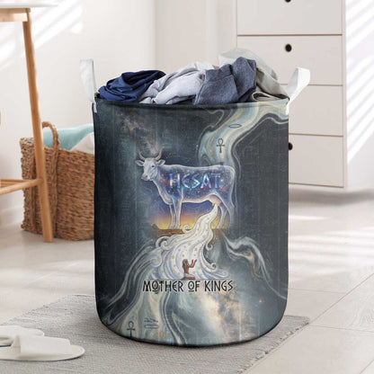 Hesat Celestial Cow Egyptian Laundry Basket with Mythic Sky Motif in Cosmic Theme