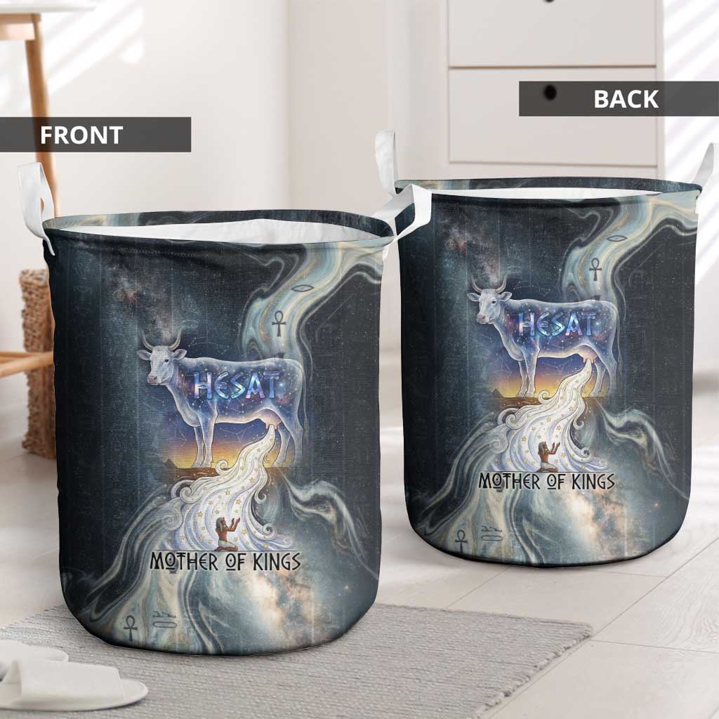 Hesat Celestial Cow Egyptian Laundry Basket with Mythic Sky Motif in Cosmic Theme