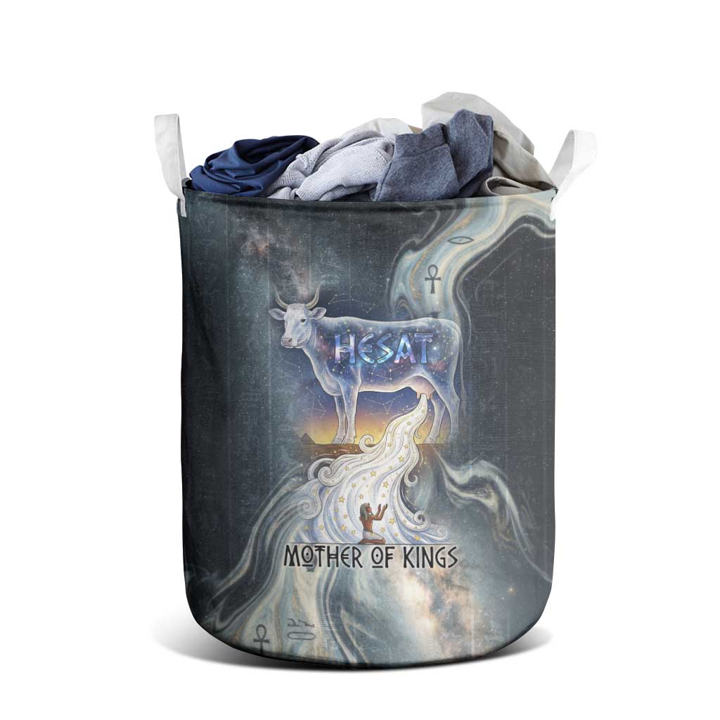 Hesat Celestial Cow Egyptian Laundry Basket with Mythic Sky Motif in Cosmic Theme