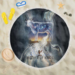 Hesat Celestial Cow Egyptian Beach Blanket with Mythic Sky Motif in Cosmic Theme