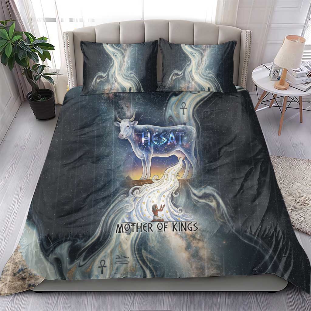 Hesat Celestial Cow Egyptian Bedding Set with Mythic Sky Motif in Cosmic Theme