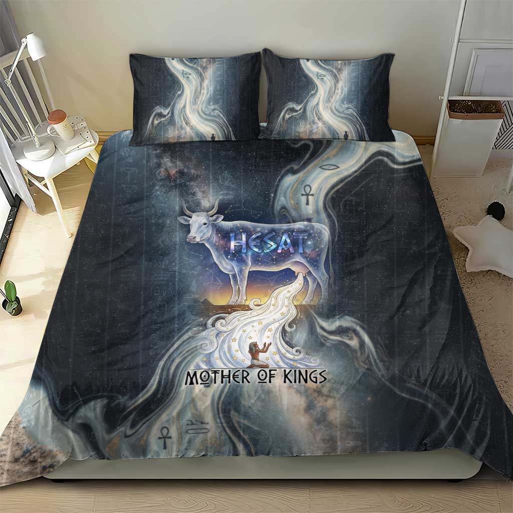 Hesat Celestial Cow Egyptian Bedding Set with Mythic Sky Motif in Cosmic Theme
