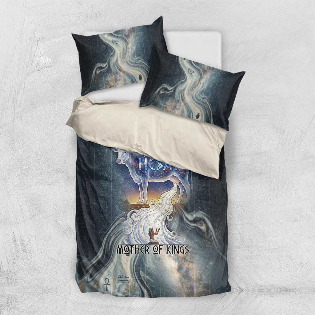 Hesat Celestial Cow Egyptian Bedding Set with Mythic Sky Motif in Cosmic Theme