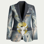 Hesat Celestial Cow Egyptian Blazer with Mythic Sky Motif in Cosmic Theme