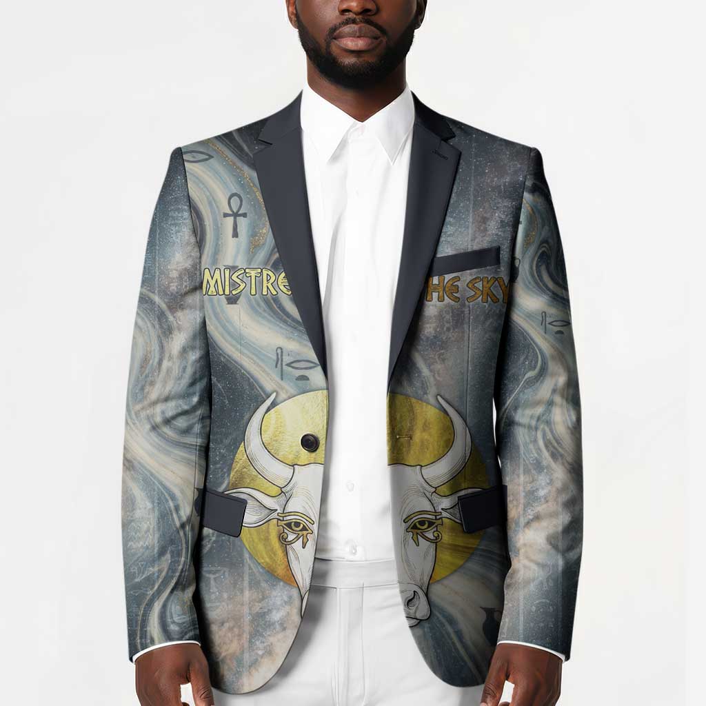 Hesat Celestial Cow Egyptian Blazer with Mythic Sky Motif in Cosmic Theme