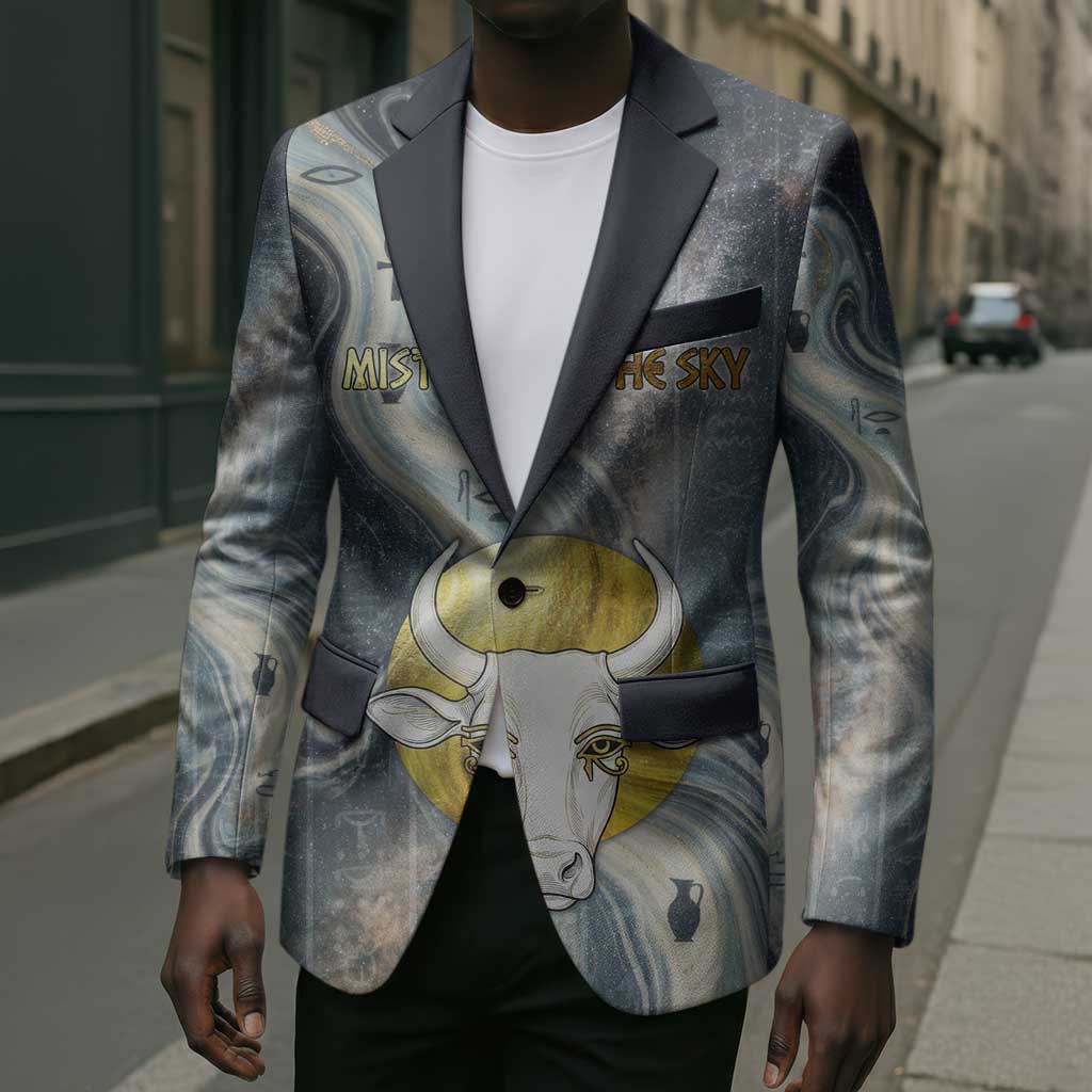 Hesat Celestial Cow Egyptian Blazer with Mythic Sky Motif in Cosmic Theme