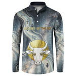 Hesat Celestial Cow Egyptian Button Sweatshirt with Mythic Sky Motif in Cosmic Theme