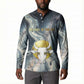 Hesat Celestial Cow Egyptian Button Sweatshirt with Mythic Sky Motif in Cosmic Theme