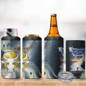 Hesat Celestial Cow Egyptian 4 in 1 Can Cooler Tumbler with Mythic Sky Motif in Cosmic Theme