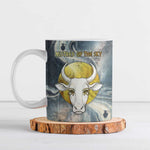Hesat Celestial Cow Egyptian Ceramic Mug with Mythic Sky Motif in Cosmic Theme