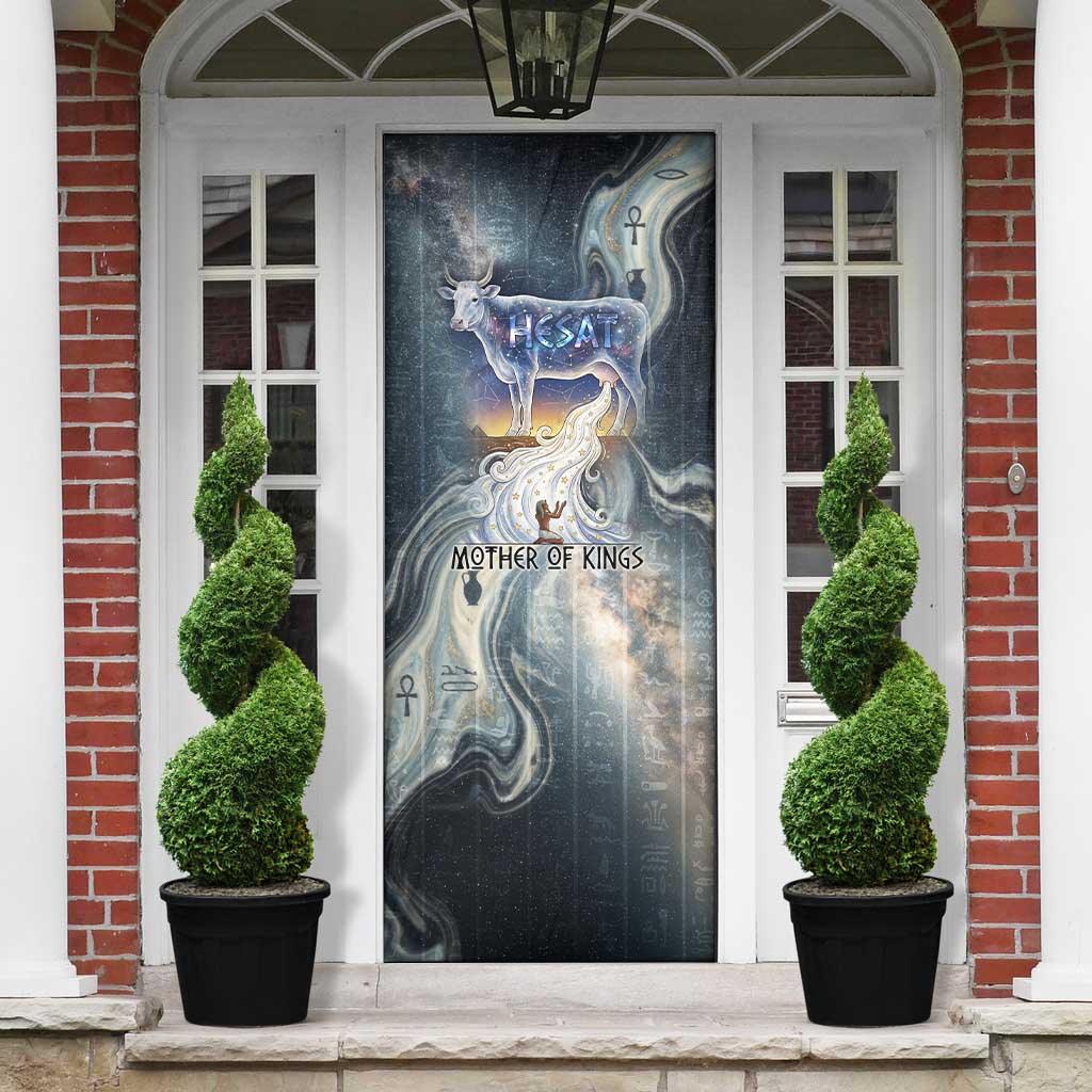 Hesat Celestial Cow Egyptian Door Cover with Mythic Sky Motif in Cosmic Theme