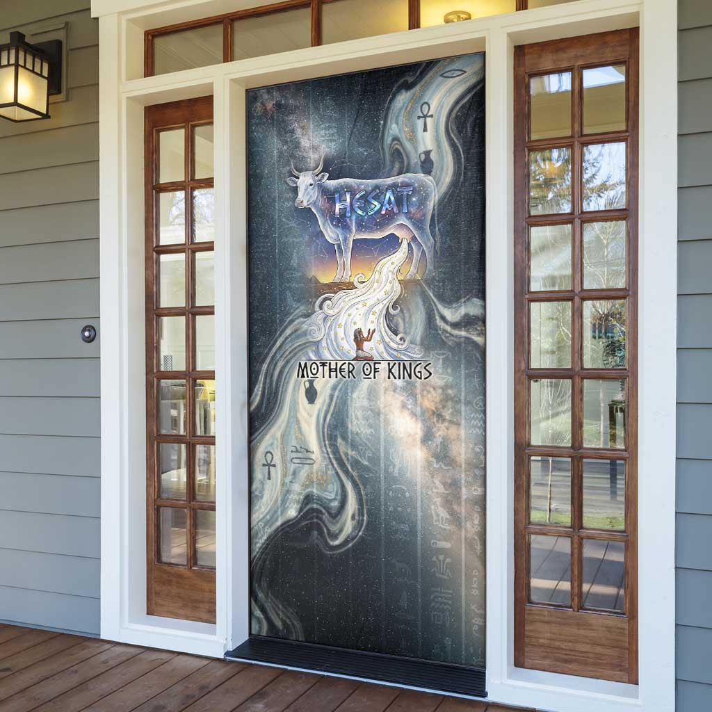 Hesat Celestial Cow Egyptian Door Cover with Mythic Sky Motif in Cosmic Theme