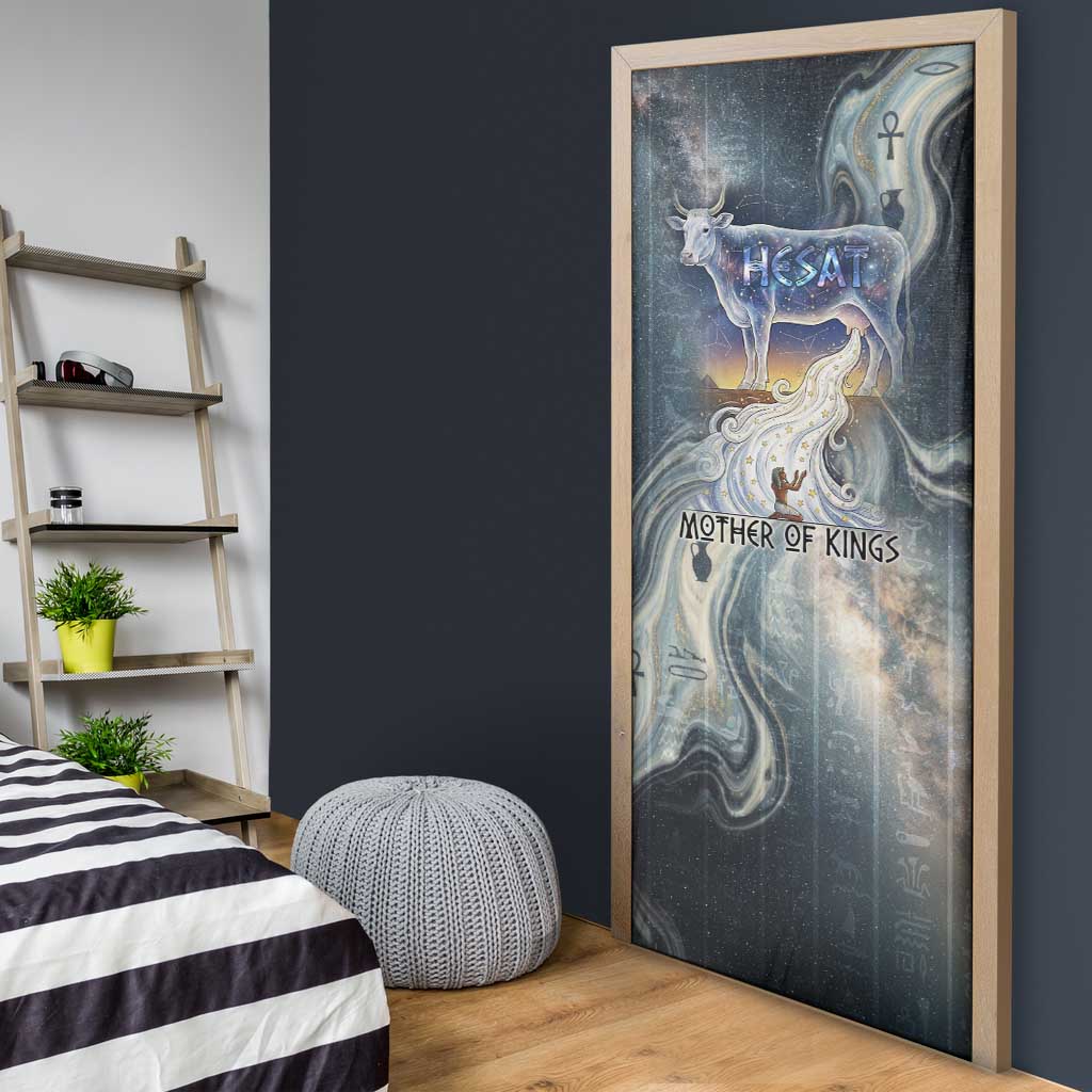 Hesat Celestial Cow Egyptian Door Cover with Mythic Sky Motif in Cosmic Theme