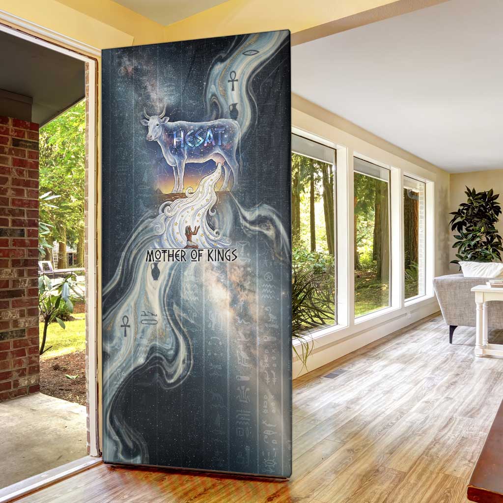 Hesat Celestial Cow Egyptian Door Cover with Mythic Sky Motif in Cosmic Theme