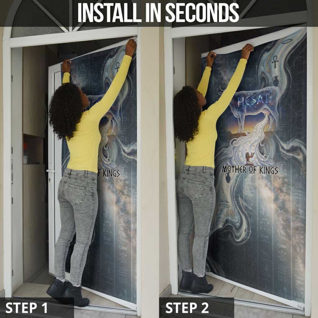Hesat Celestial Cow Egyptian Door Cover with Mythic Sky Motif in Cosmic Theme