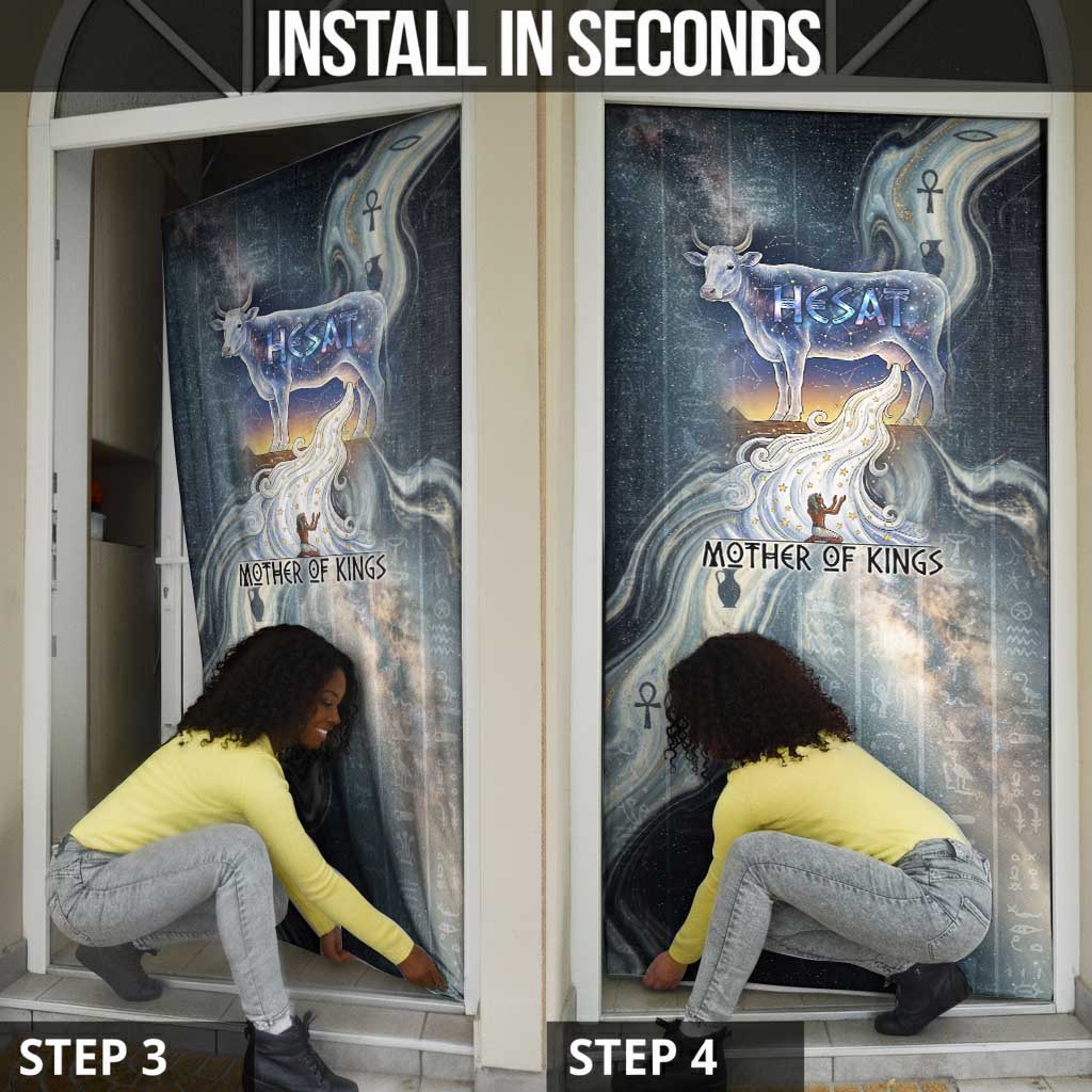Hesat Celestial Cow Egyptian Door Cover with Mythic Sky Motif in Cosmic Theme