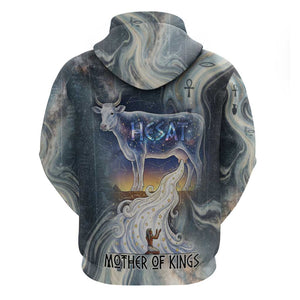 Hesat Celestial Cow Egyptian Hoodie with Mythic Sky Motif in Cosmic Theme
