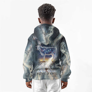 Hesat Celestial Cow Egyptian Kid Hoodie with Mythic Sky Motif in Cosmic Theme