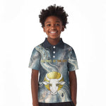 Hesat Celestial Cow Egyptian Kid Polo Shirt with Mythic Sky Motif in Cosmic Theme