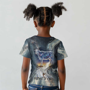 Hesat Celestial Cow Egyptian Kid T shirt with Mythic Sky Motif in Cosmic Theme