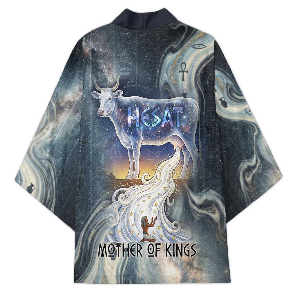 Hesat Celestial Cow Egyptian Kimono with Mythic Sky Motif in Cosmic Theme