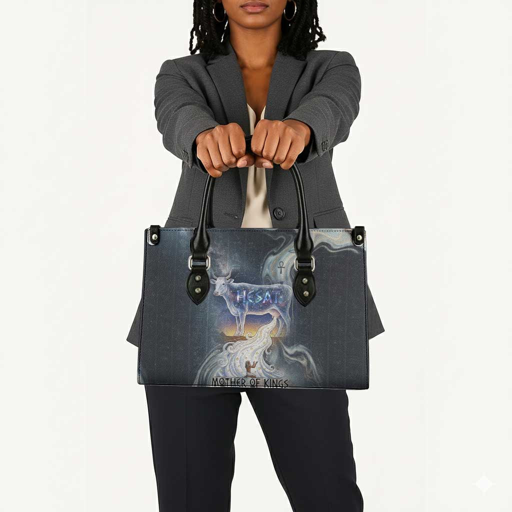 Hesat Celestial Cow Egyptian Leather Bag with Mythic Sky Motif in Cosmic Theme