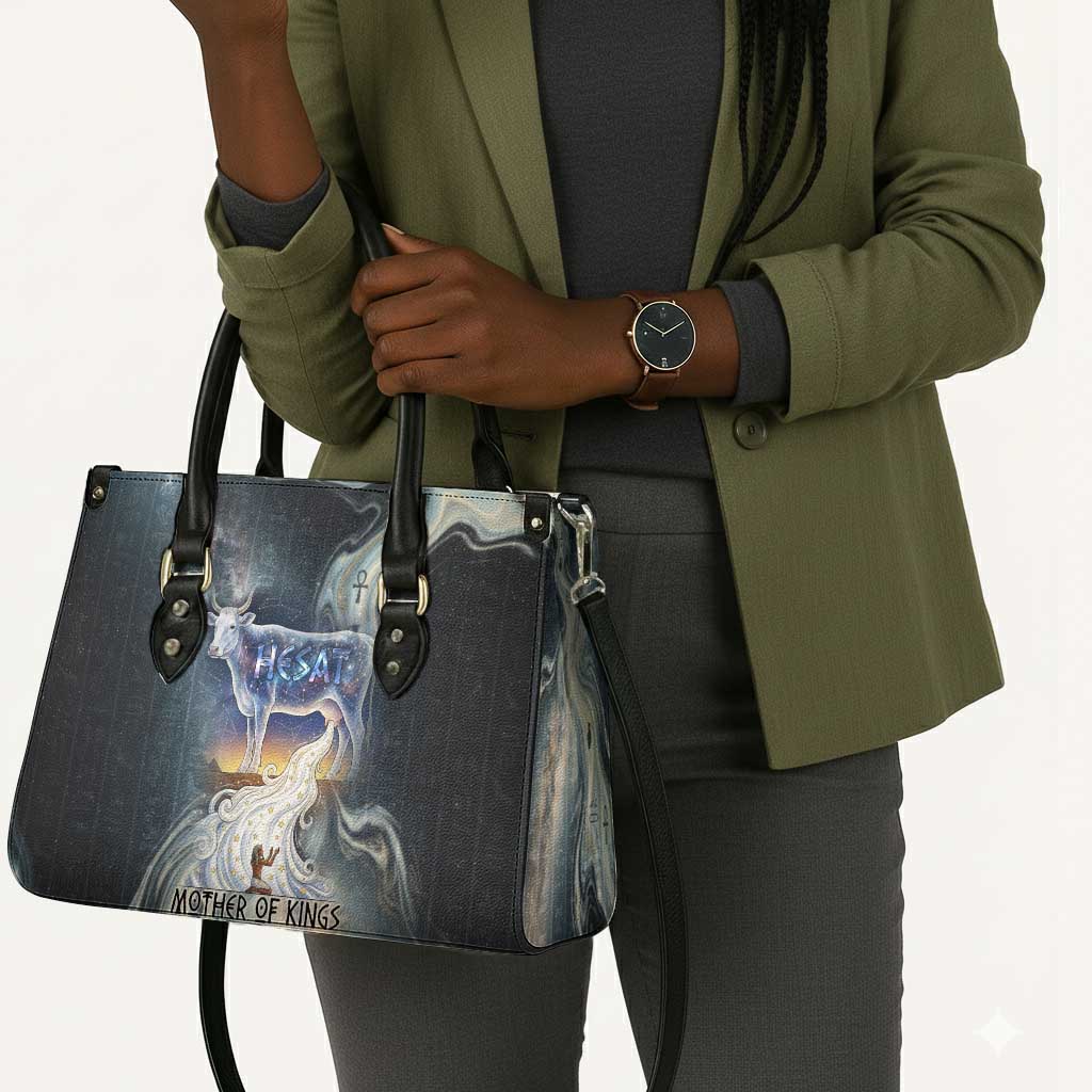 Hesat Celestial Cow Egyptian Leather Bag with Mythic Sky Motif in Cosmic Theme