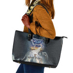 Hesat Celestial Cow Egyptian Leather Tote Bag with Mythic Sky Motif in Cosmic Theme