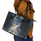 Hesat Celestial Cow Egyptian Leather Tote Bag with Mythic Sky Motif in Cosmic Theme
