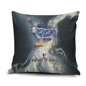 Hesat Celestial Cow Egyptian Pillow Cover with Mythic Sky Motif in Cosmic Theme