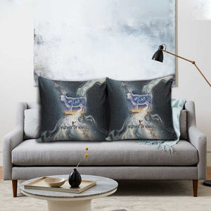 Hesat Celestial Cow Egyptian Pillow Cover with Mythic Sky Motif in Cosmic Theme
