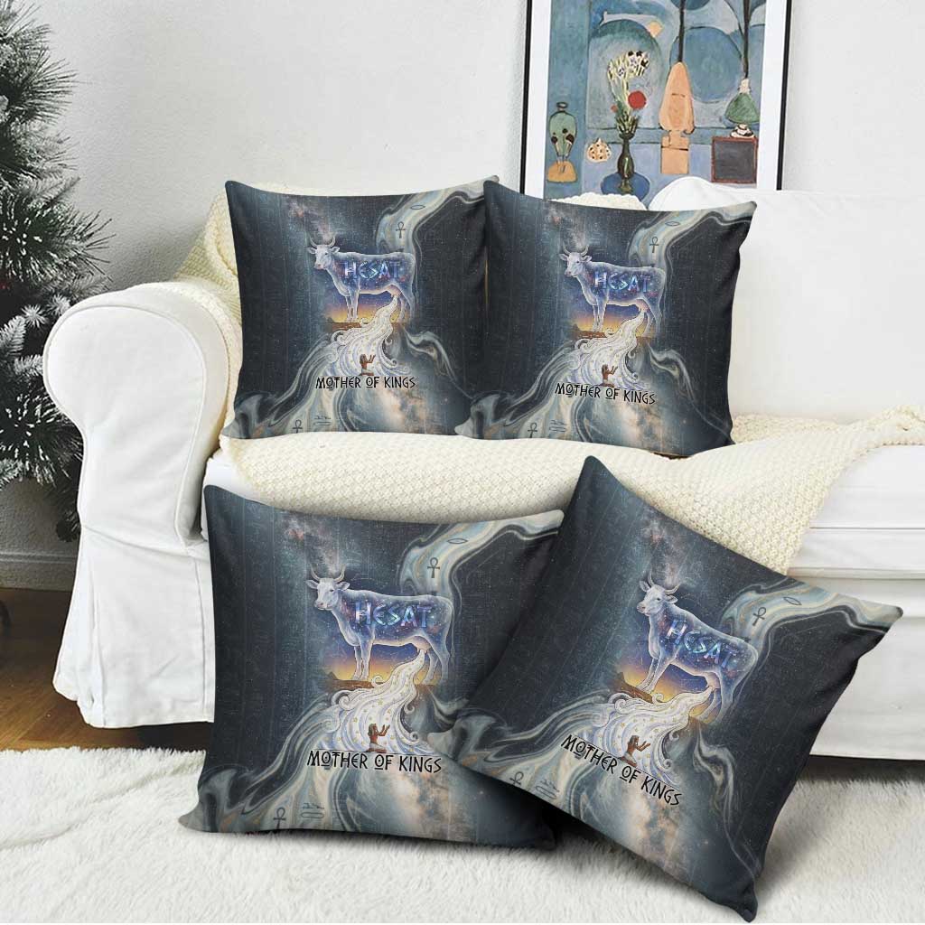 Hesat Celestial Cow Egyptian Pillow Cover with Mythic Sky Motif in Cosmic Theme