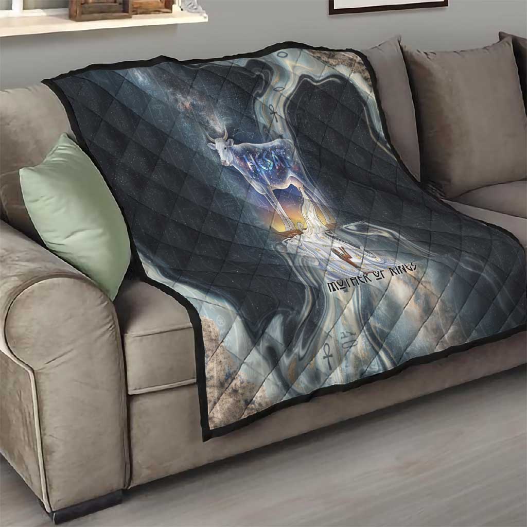 Hesat Celestial Cow Egyptian Quilt with Mythic Sky Motif in Cosmic Theme