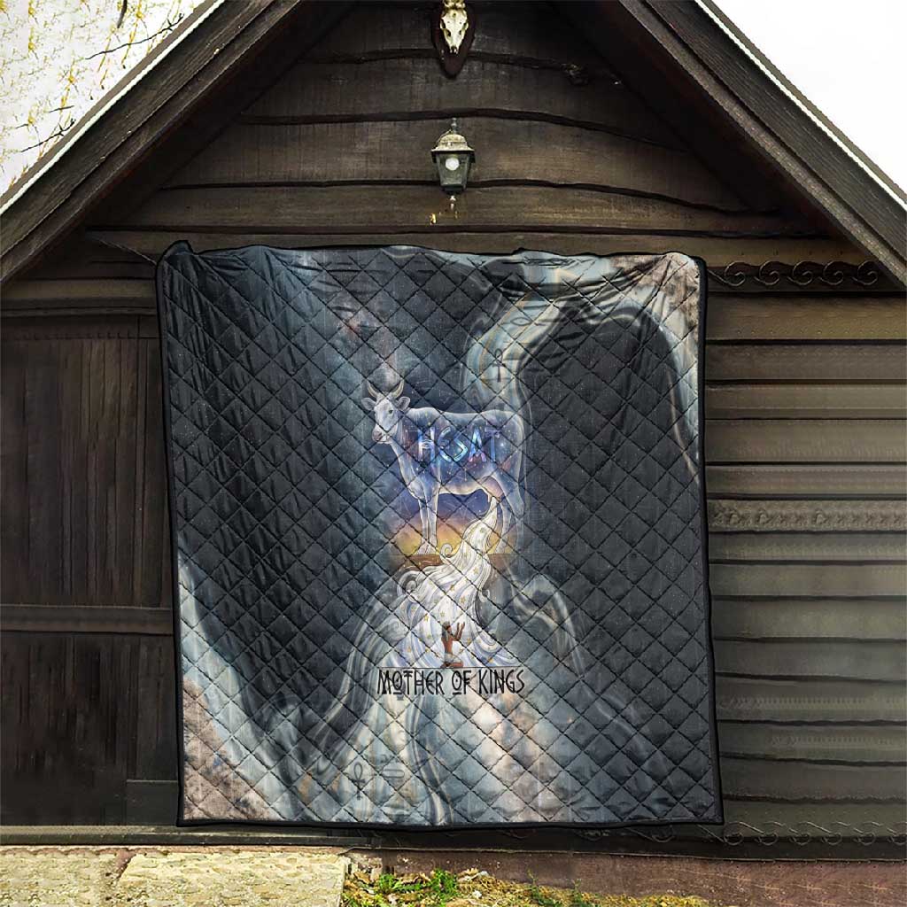 Hesat Celestial Cow Egyptian Quilt with Mythic Sky Motif in Cosmic Theme