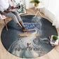 Hesat Celestial Cow Egyptian Round Carpet with Mythic Sky Motif in Cosmic Theme