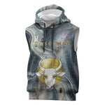 Hesat Celestial Cow Egyptian Sleeveless Hoodie with Mythic Sky Motif in Cosmic Theme