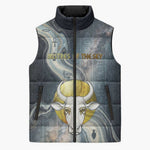 Hesat Celestial Cow Egyptian Sleeveless Puffer Jacket with Mythic Sky Motif in Cosmic Theme