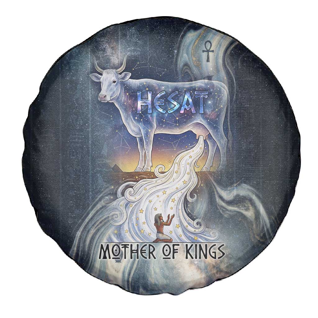 Hesat Celestial Cow Egyptian Spare Tire Cover with Mythic Sky Motif in Cosmic Theme