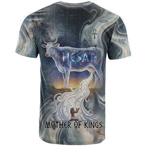 Hesat Celestial Cow Egyptian T shirt with Mythic Sky Motif in Cosmic Theme