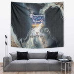 Hesat Celestial Cow Egyptian Tapestry with Mythic Sky Motif in Cosmic Theme