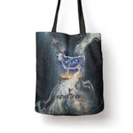 Hesat Celestial Cow Egyptian Tote Bag with Mythic Sky Motif in Cosmic Theme